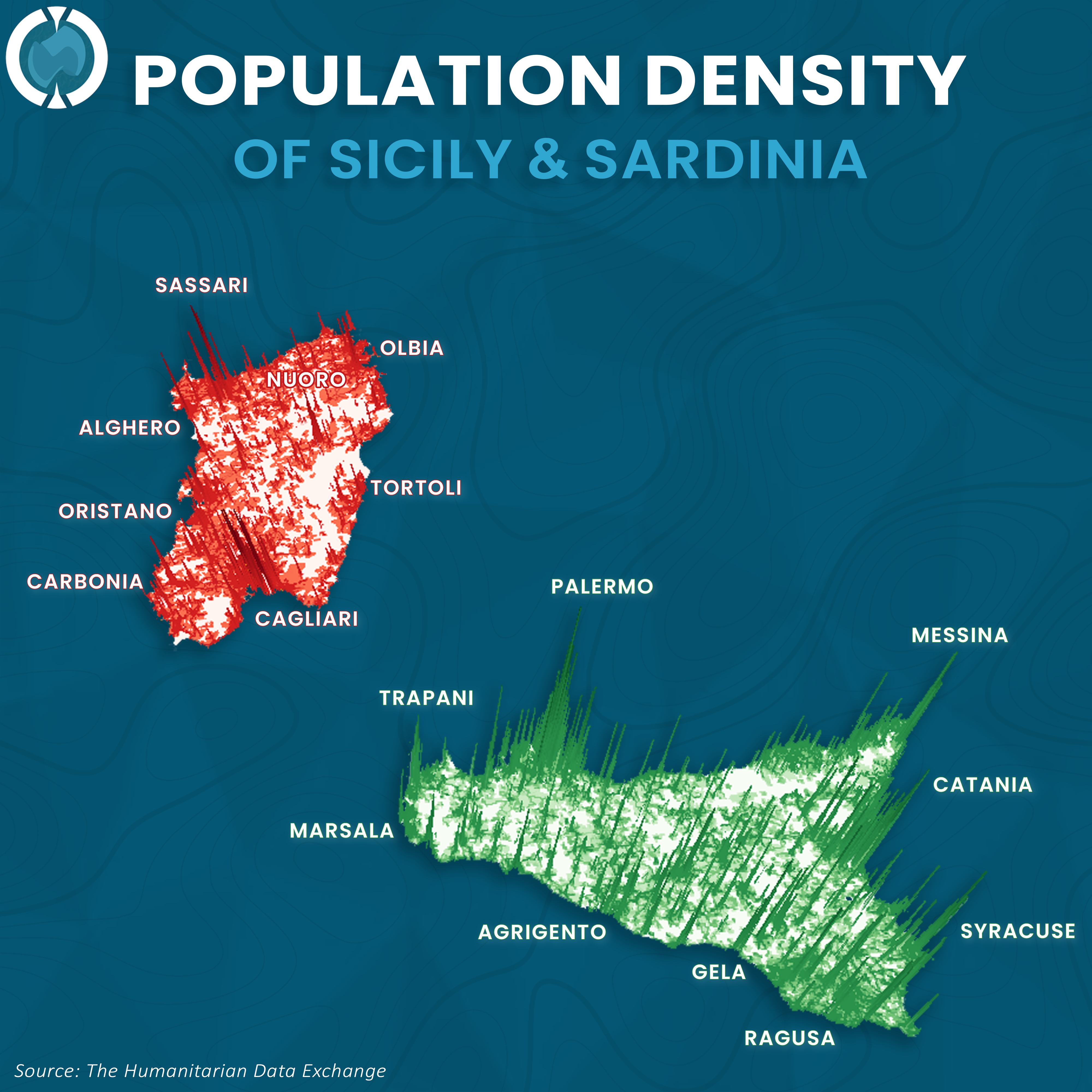 Population Density of Sicily & Sardinia
